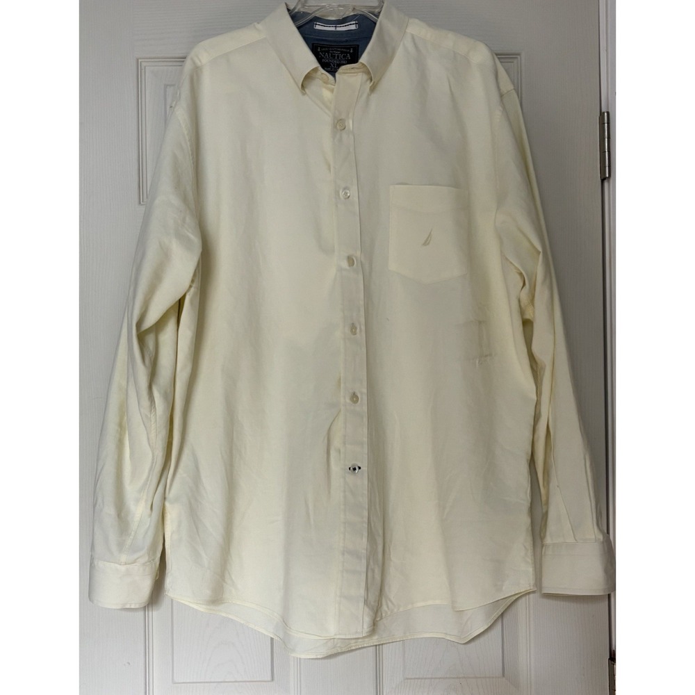 Nautica Men's Button Down Shirt, Yellow, Size XL, 100% Cotton
